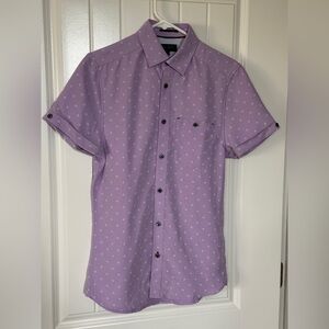 Ted Baker Lilac Floral Geo Short Sleeved Button Down Shirt Size 1/XS BNWOT